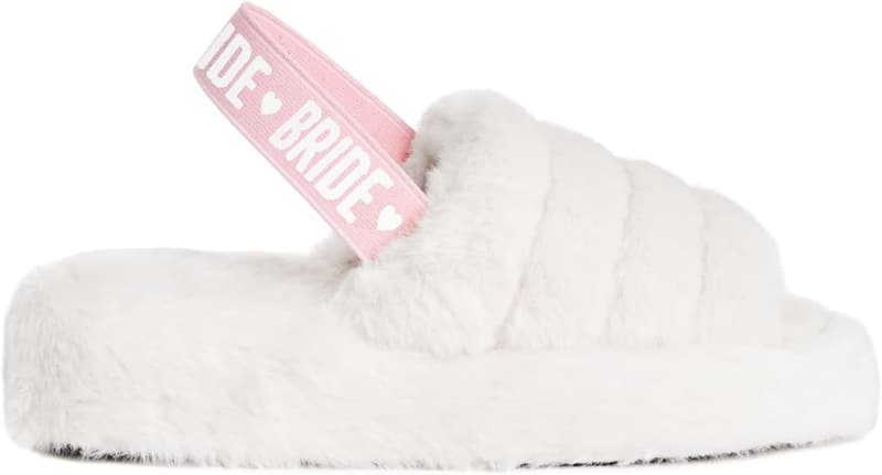 Bachelorette Party White Fur Bride Sandals