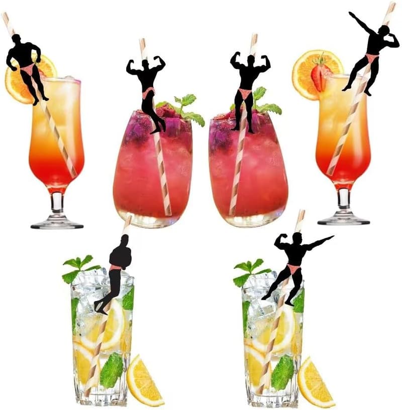 Bachelorette Party Stripper Pole Dancer Straws - 24 Pack