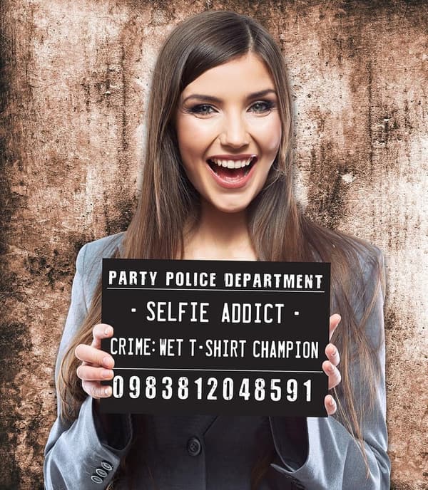 Funny Mugshot Signs - Black & White Photo Booth Props for Bachelorette Party