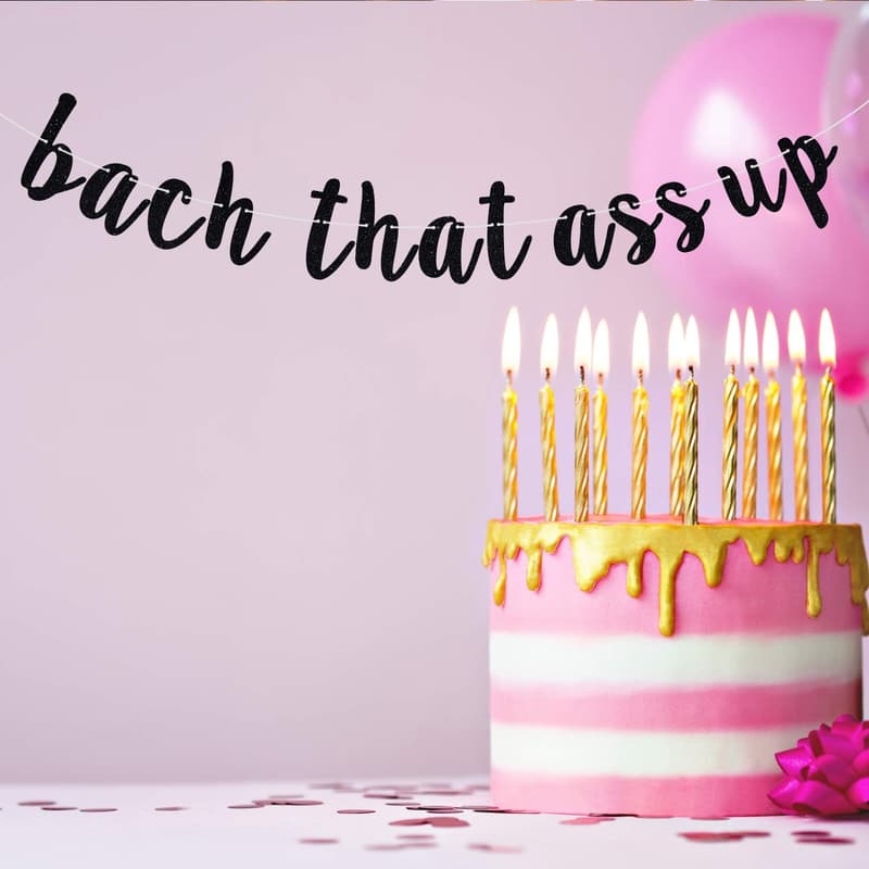 Bachelorette Party Banner - Bach That Ass Up in Black Glitter
