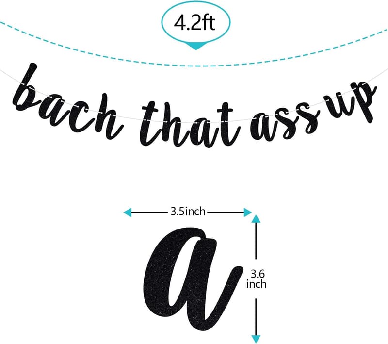 Bachelorette Party Banner - Bach That Ass Up in Black Glitter