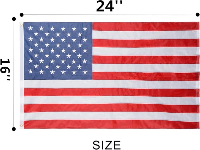 16x24 Inch U.S. 50 Star Sewn Boat Flag with Brass Grommets