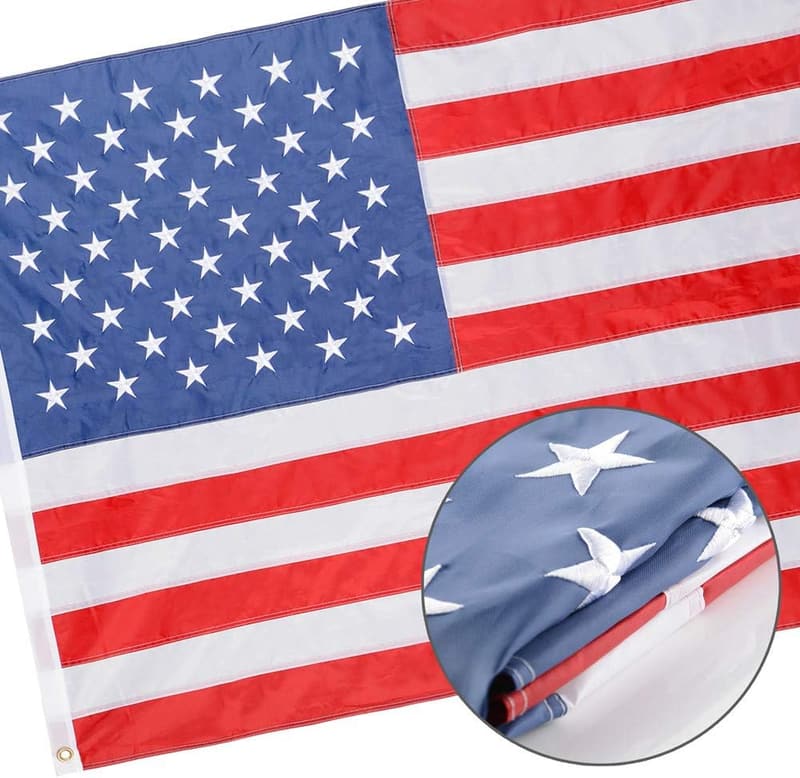 16x24 Inch U.S. 50 Star Sewn Boat Flag with Brass Grommets