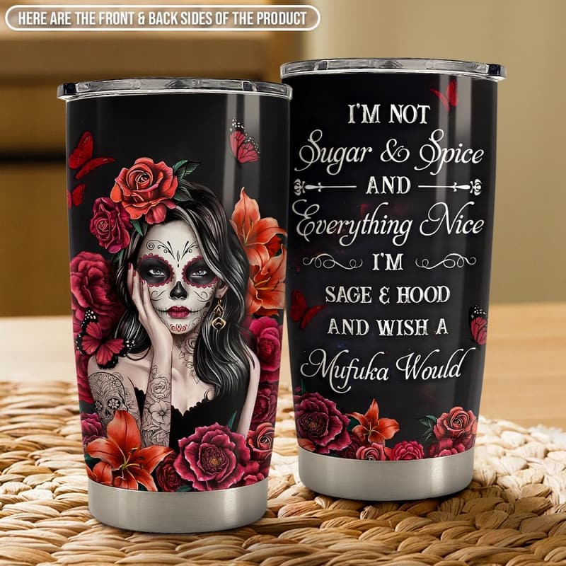 Birthday Gift Sugar Skull Insulated Tumbler 20oz for Women