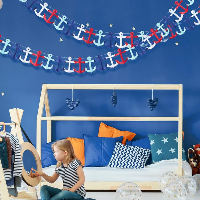 Nautical Garland 8ft Triangle Flags for Yacht Party Decorations