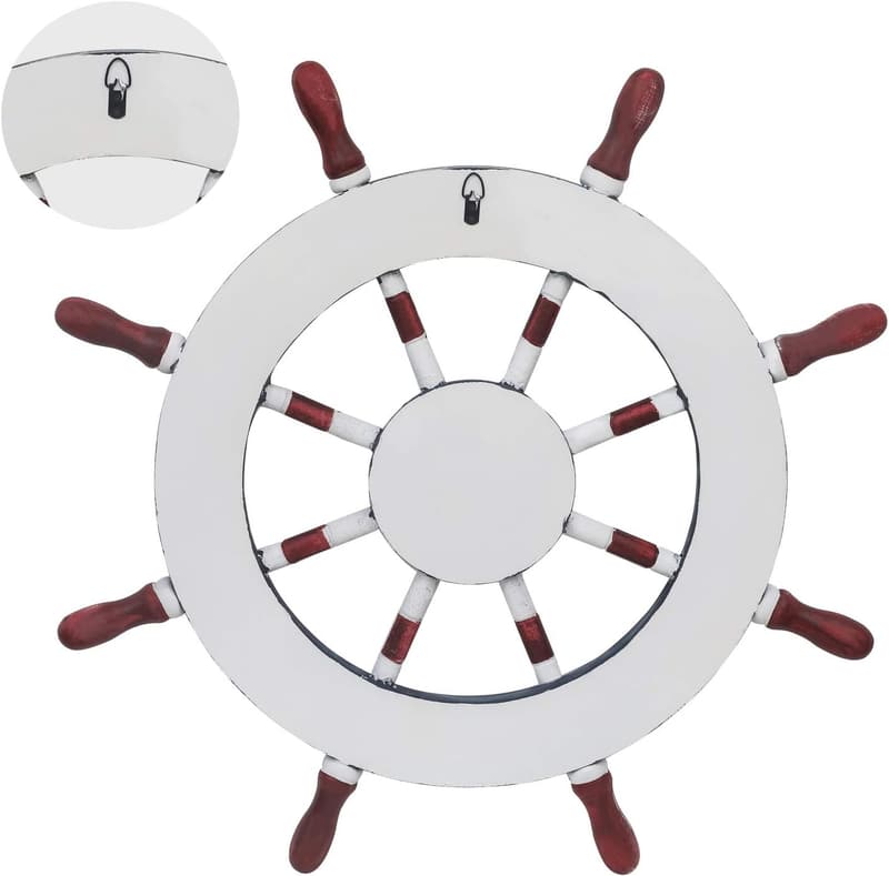 Welcome Aboard Nautical Ship Steering Wheel Wall Decor, 24