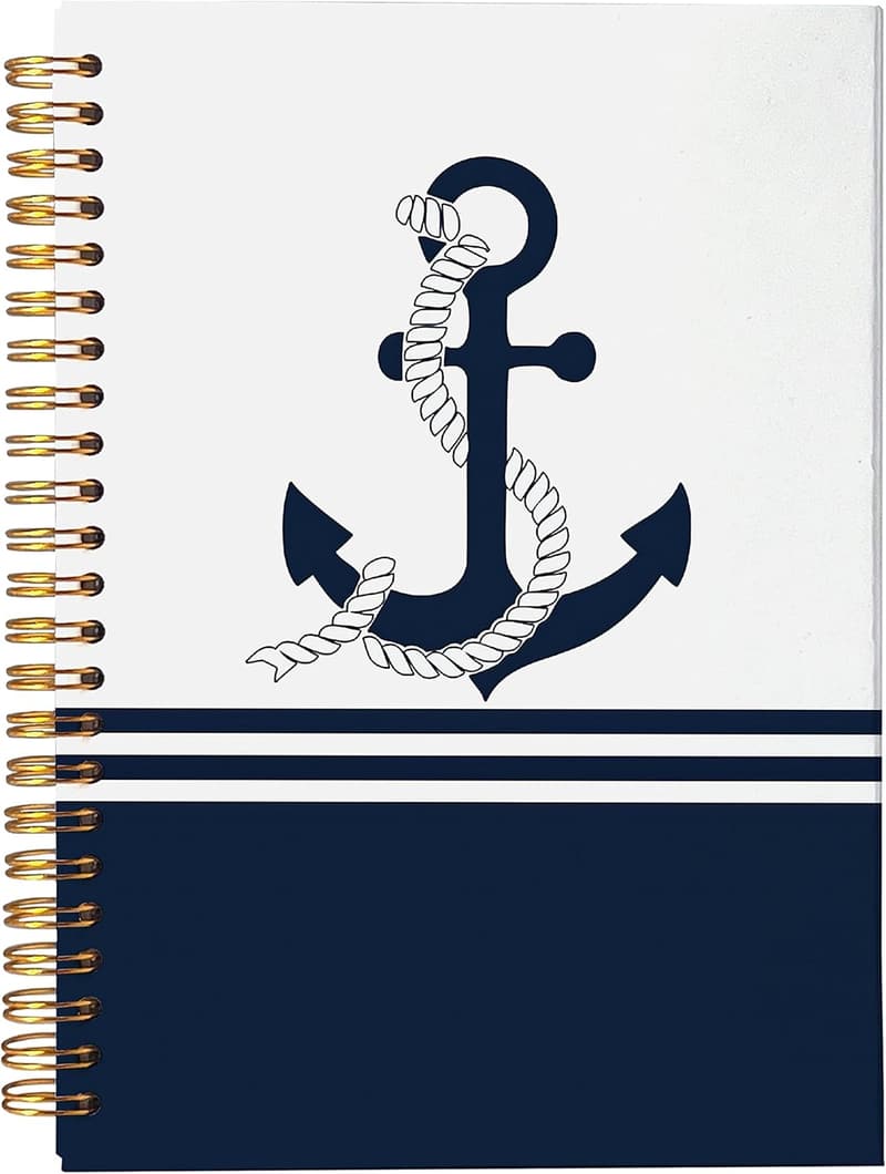 Nautical Anchor Spiral Journal - Ocean Lover Gift, 8.3