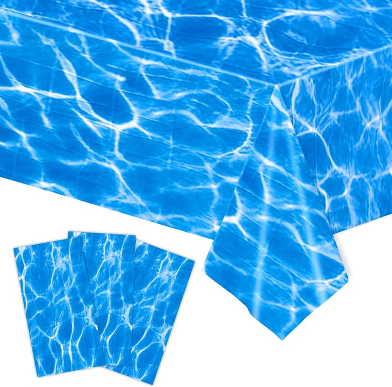 Ocean Wave Tablecloths - 3 Pack, Splashproof Beach Party Decor