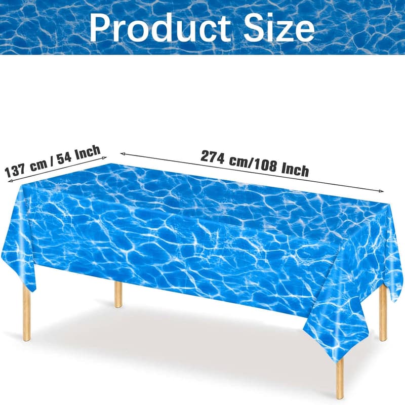 Ocean Wave Tablecloths - 3 Pack, Splashproof Beach Party Decor