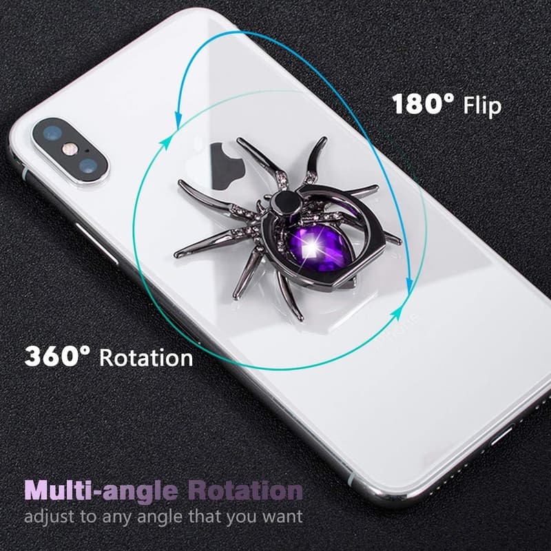 Purple Rhinestone Spider Phone Ring Holder Stand
