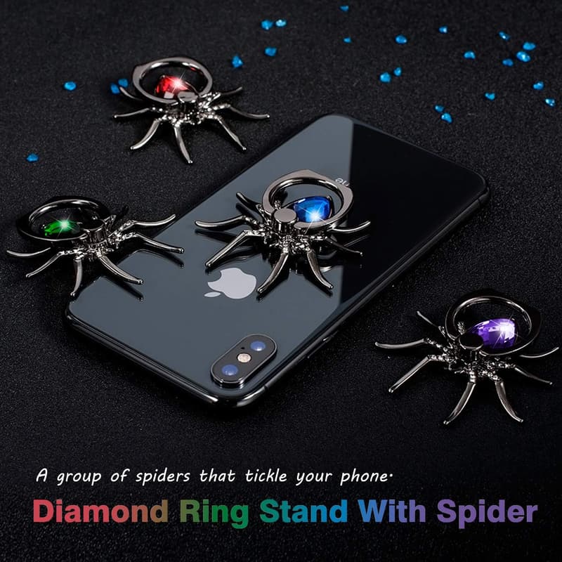 Purple Rhinestone Spider Phone Ring Holder Stand