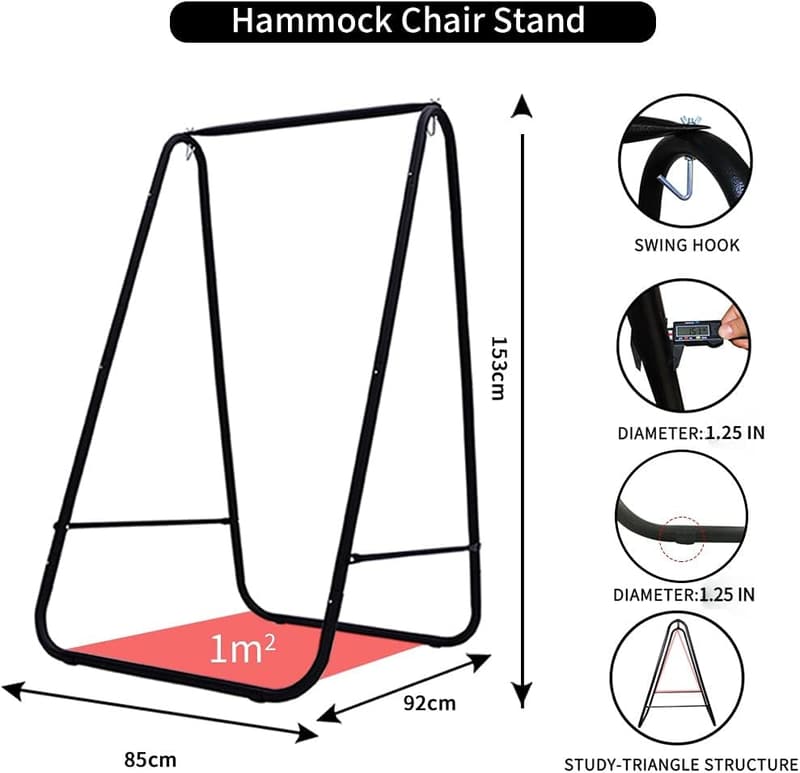 Weather-Resistant Hammock Chair Stand with Swing, 450 Lbs Capacity