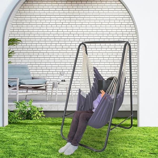 Weather-Resistant Hammock Chair Stand with Swing, 450 Lbs Capacity