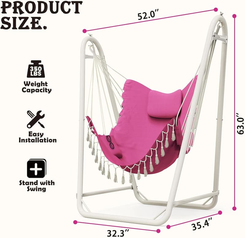 Heavy-Duty Hammock Chair with Stand for Indoor/Outdoor Use