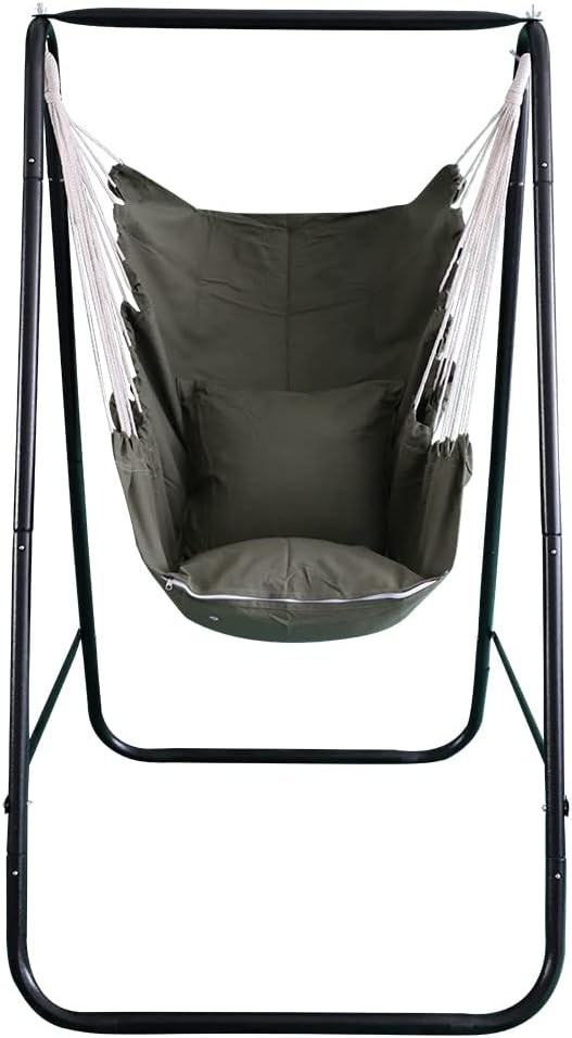 Weather-Resistant Hammock Chair with Stand - 450 lbs Capacity