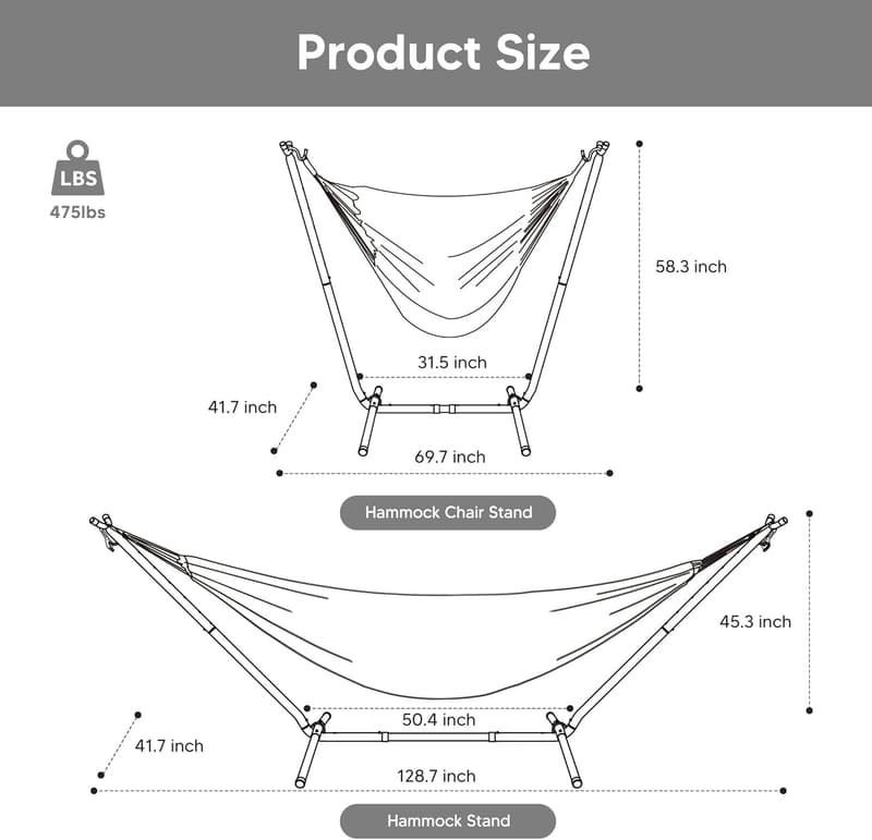 Convertible Portable Double Hammock with Stand - Sea Blue