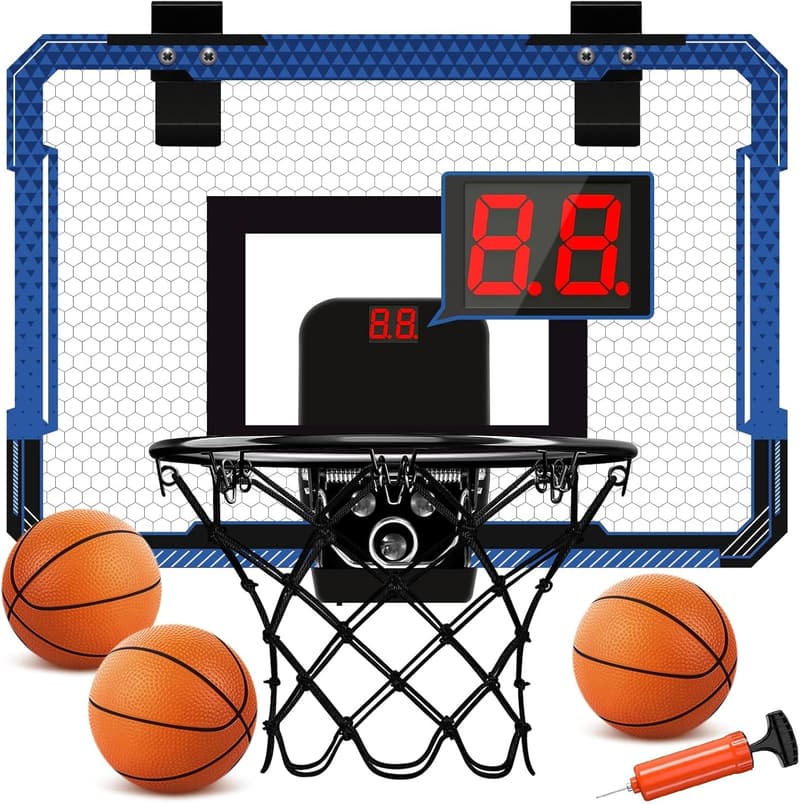 Mini Indoor Basketball Hoop Set with Scoreboard & Balls