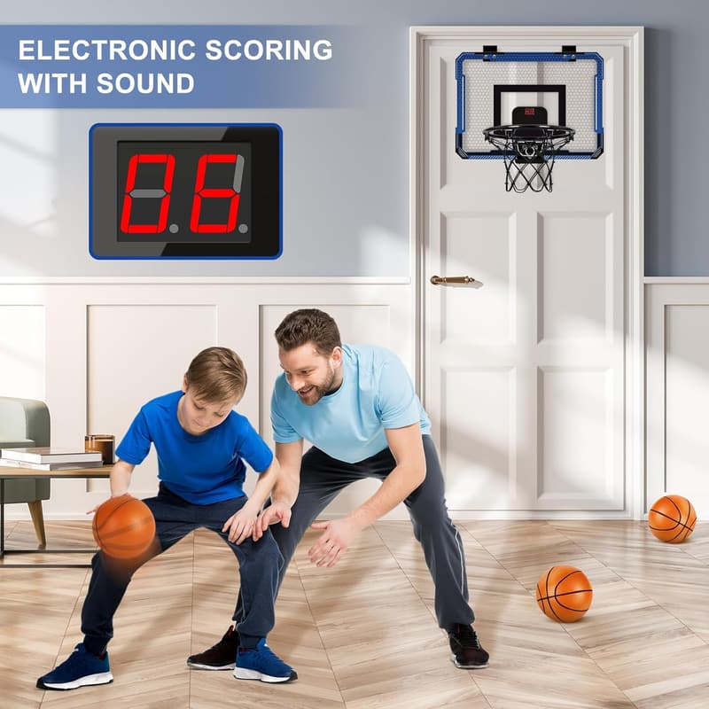 Mini Indoor Basketball Hoop Set with Scoreboard & Balls