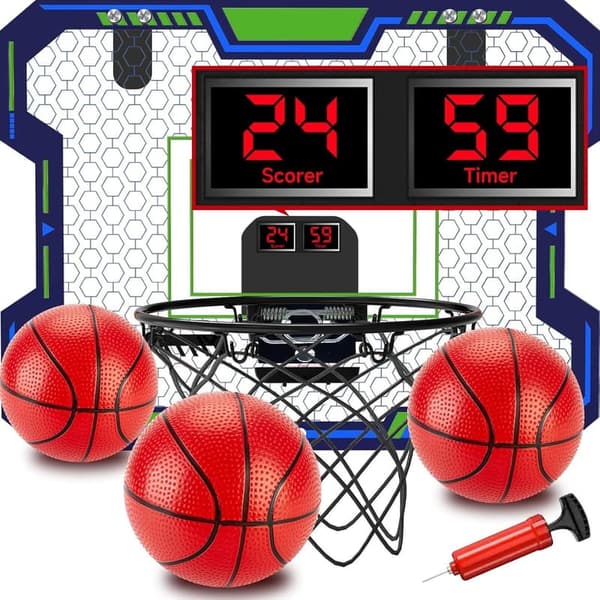 Indoor Basketball Hoop for Kids with Scoring & Music Functions
