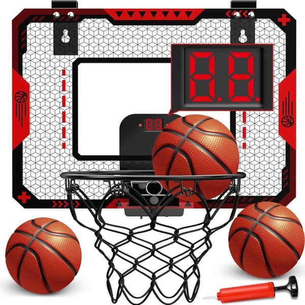 Indoor Mini Basketball Hoop with Electronic Scoreboard - Birthday Gift for Kids