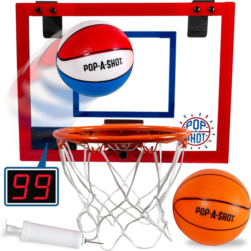 Over-the-Door Mini Basketball Hoop Set for Adults with 2 Balls