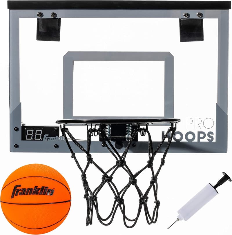 Indoor LED Basketball Hoop with Light-Up Backboard - Includes Ball & Pump