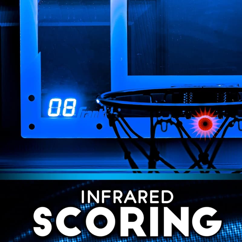 Indoor LED Basketball Hoop with Light-Up Backboard - Includes Ball & Pump