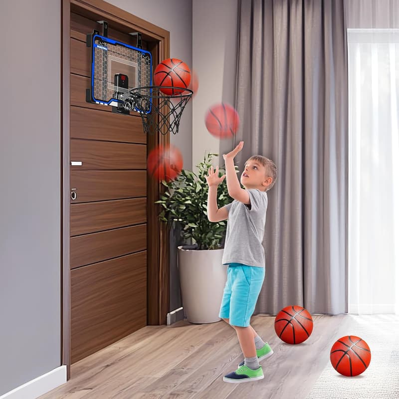 Adjustable Indoor Basketball Hoop with Scoreboard for Kids