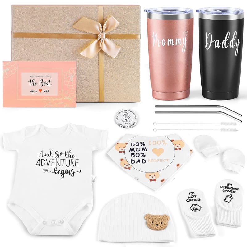 New Mom Gift Set for Expecting Parents - Gender Reveal Basket