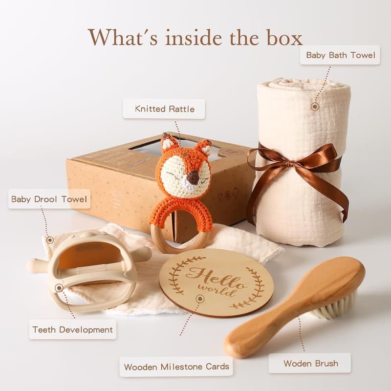 Newborn Baby Gift Set with Blanket & Rattle Essentials