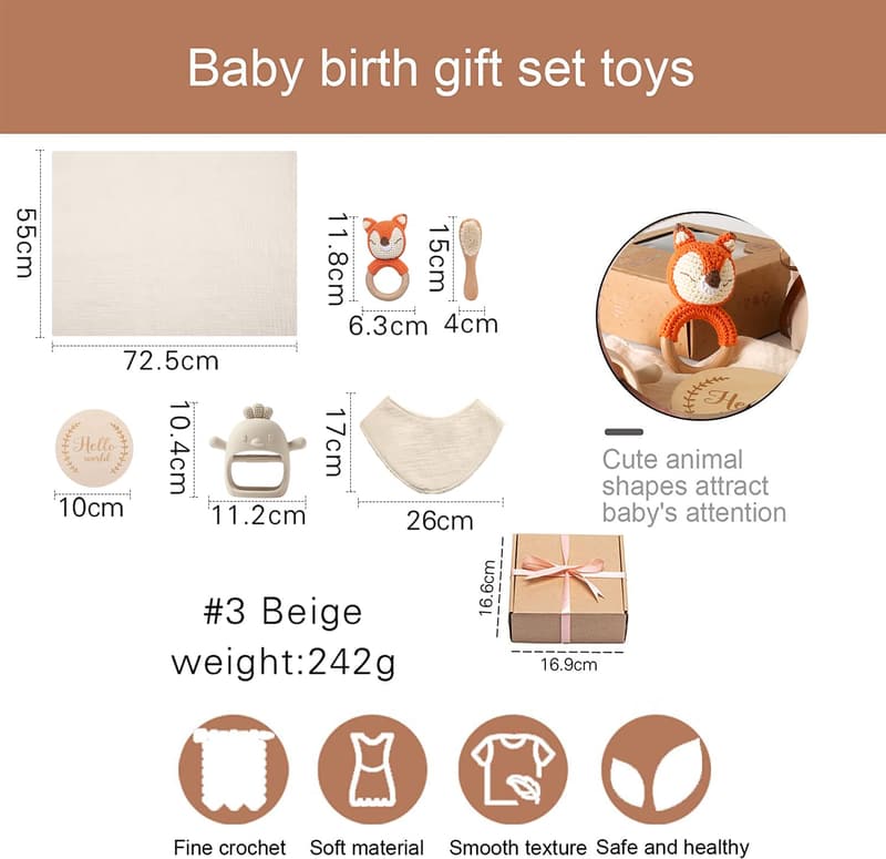 Newborn Baby Gift Set with Blanket & Rattle Essentials