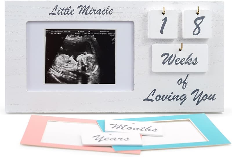 Milestone Tracker Sonogram Frame – Wooden Keepsake for New Moms
