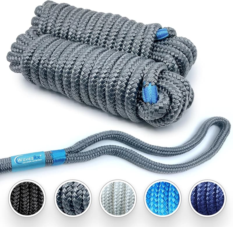 Double Braided Marine Rope Dock Lines for Boats - UV & Saltwater Resistant
