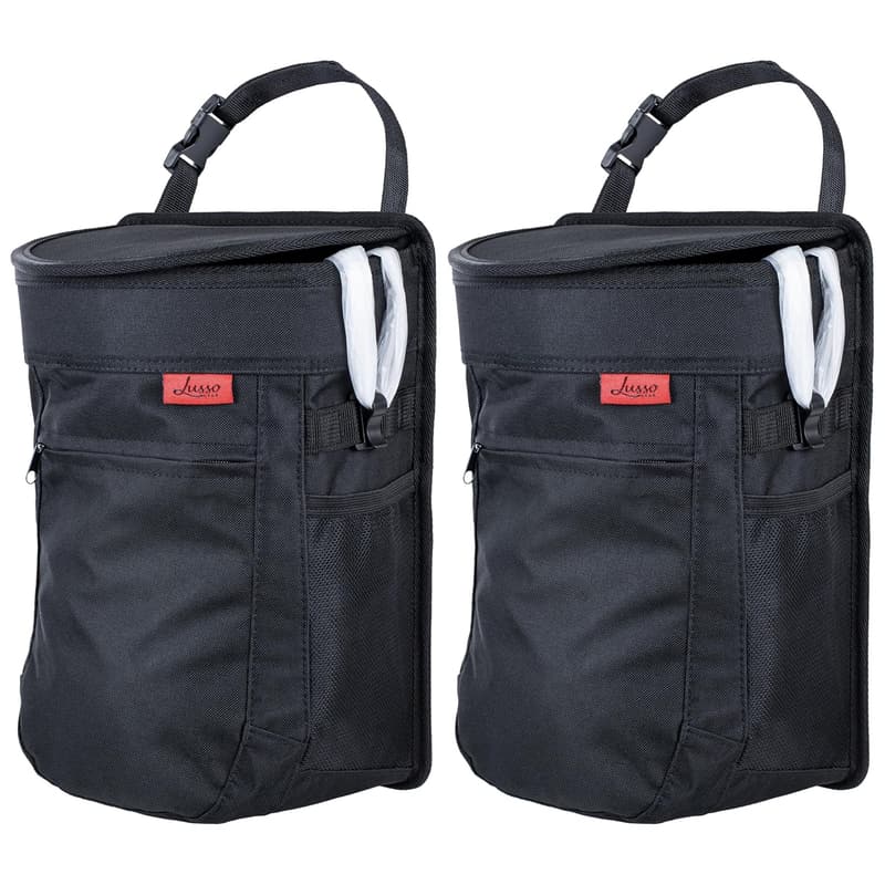 Car Trash Can (2.5 Gal, 2 Pack) - Waterproof & Leak-Proof