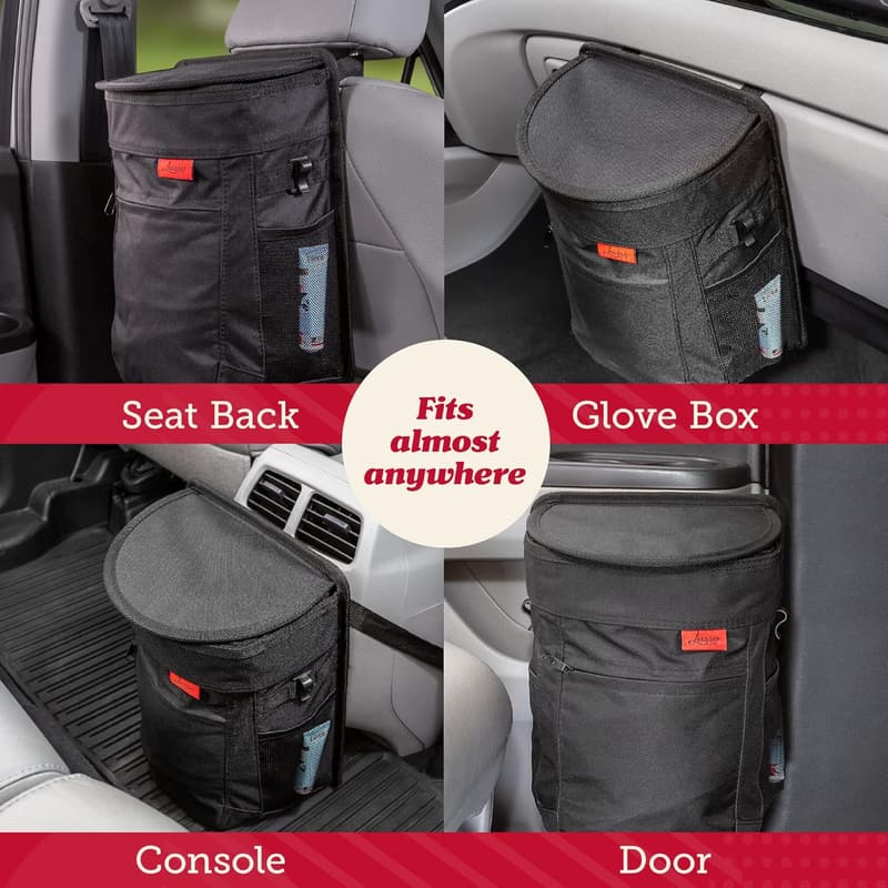 Car Trash Can (2.5 Gal, 2 Pack) - Waterproof & Leak-Proof