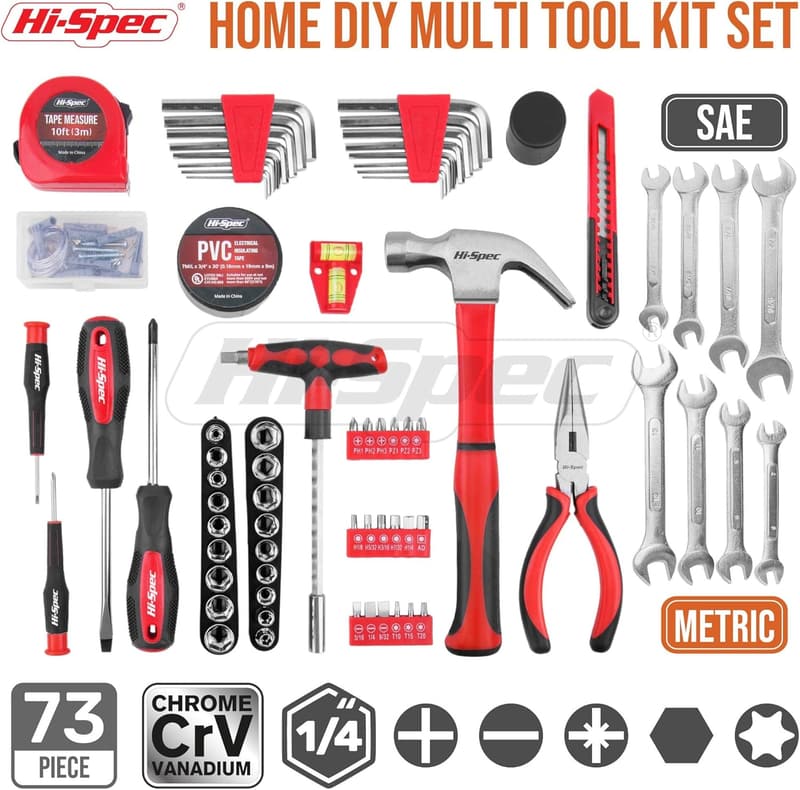 73-Piece Home & Garage Tool Kit with Pliers, Sockets & Wrenches