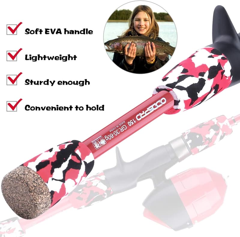 Portable Pink Fishing Rod and Reel Combo Kit for Kids