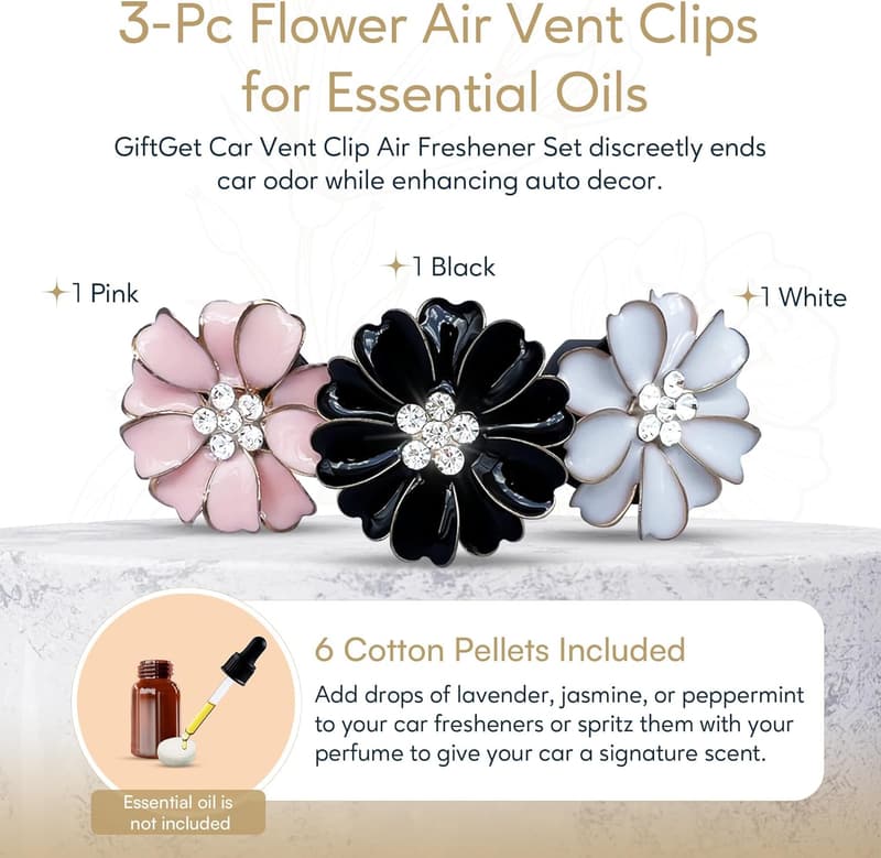 Flower Car Air Fresheners Vent Diffuser Set for Women