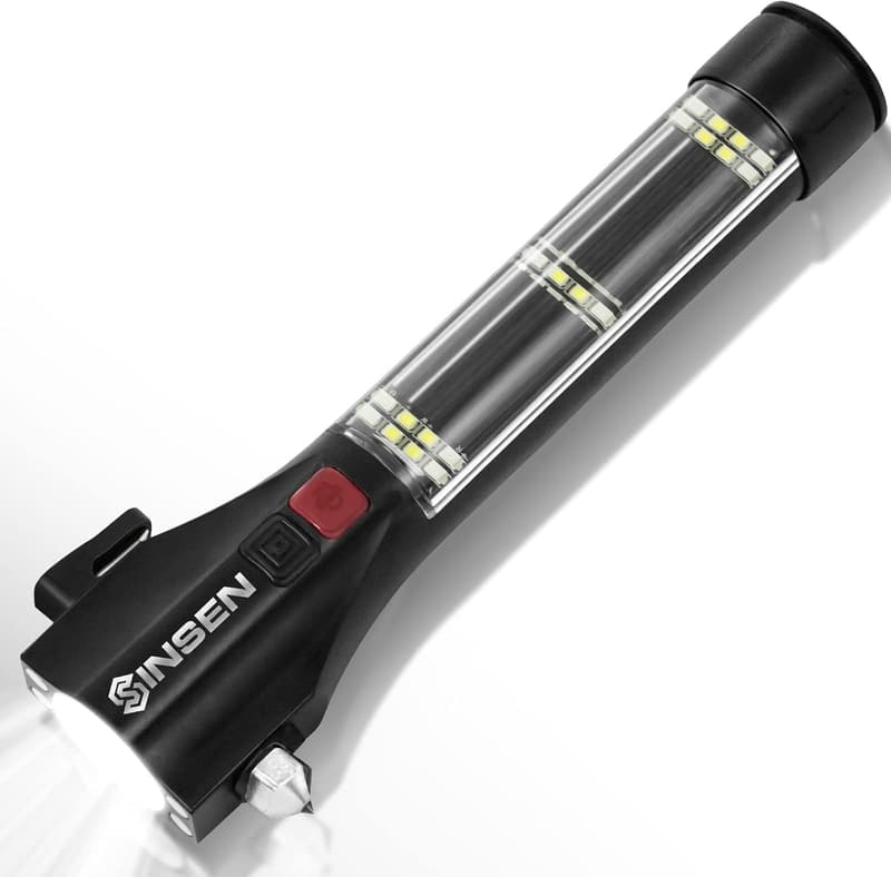Tactical Emergency Rescue Flashlight with Glass Breaker and Seatbelt Cutter