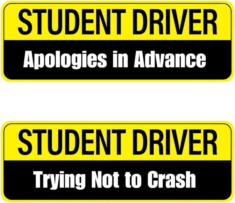 Student Driver Magnet - 2-Pack Reflective Safety Bumper Stickers