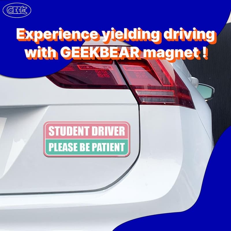 Student Driver Car Magnet - Reflective, Weather-Resistant 8.7x3.5 in