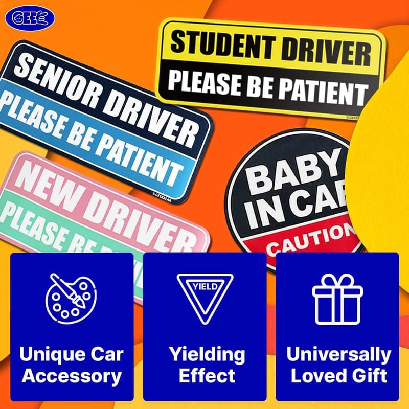 Student Driver Car Magnet - Reflective, Weather-Resistant 8.7x3.5 in