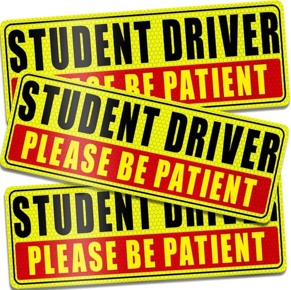 Student Driver Safety Magnet Set - 3 Reusable Reflective Signs