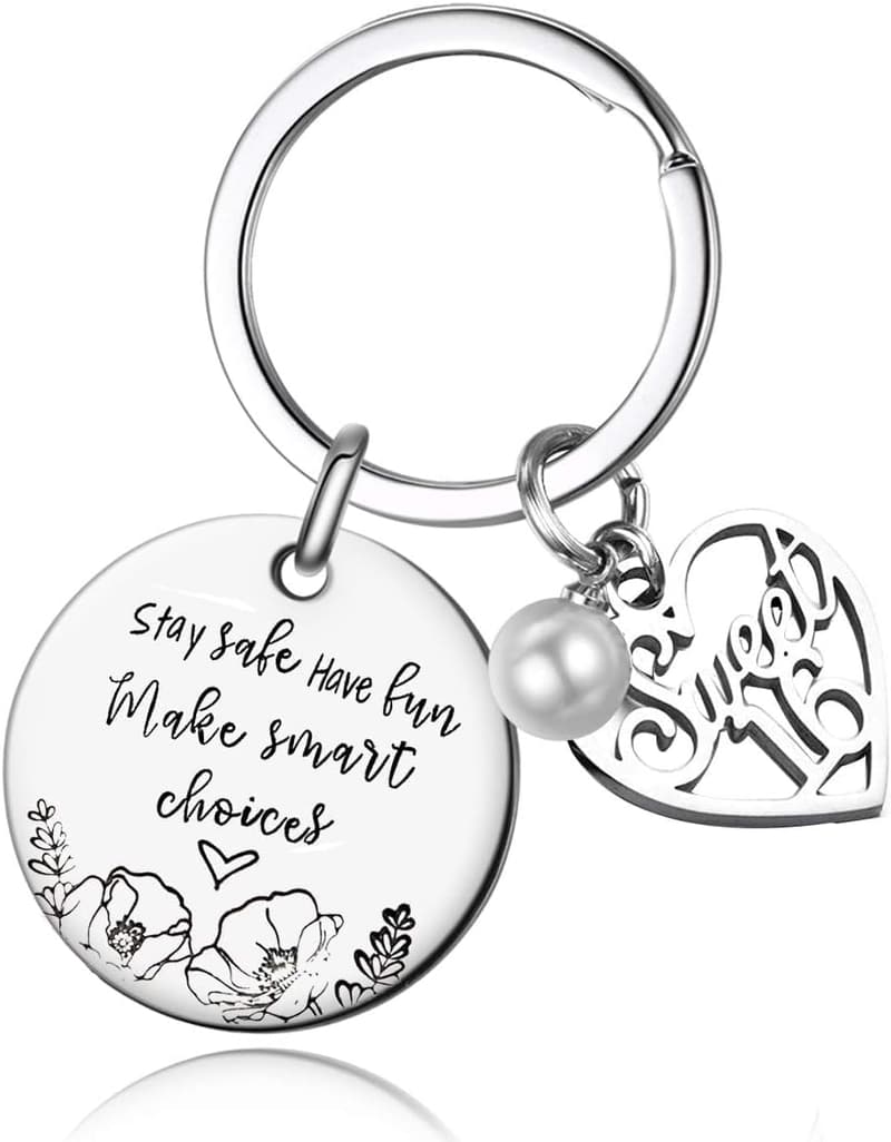 Sweet 16 Birthday Keyring for New Drivers - Silver