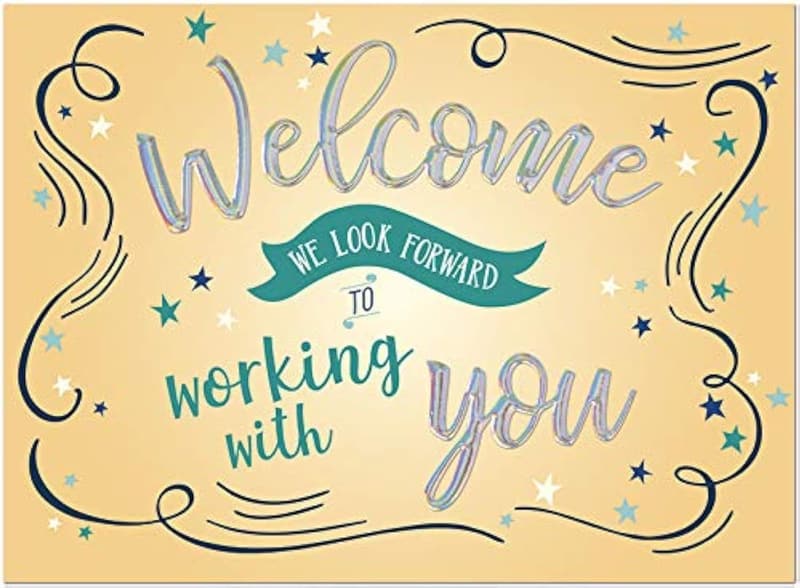 Welcome Cards Set for Employees - Fun Typography with Foil Embossing