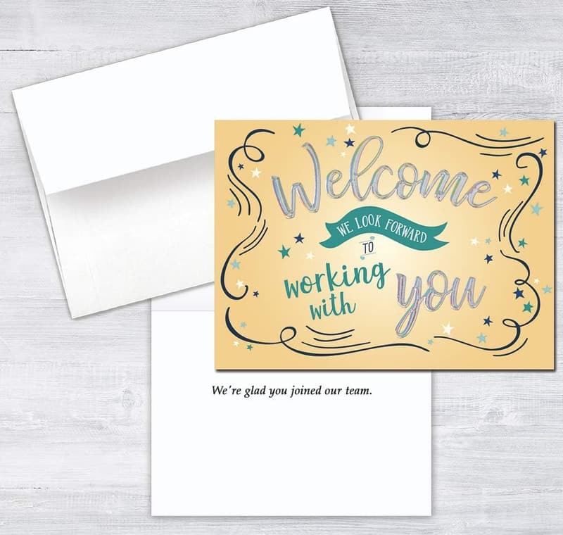 Welcome Cards Set for Employees - Fun Typography with Foil Embossing