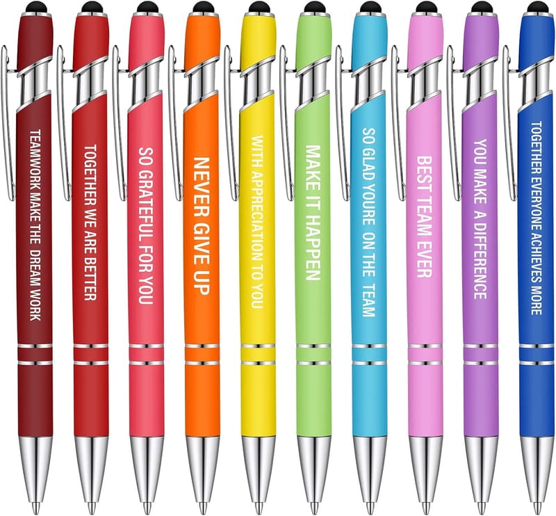 Employee Appreciation Gift Pens - Inspirational Metal Ballpoints (10 Pack)