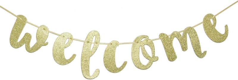 Gold Glitter Welcome Banner - First Day of School Decor