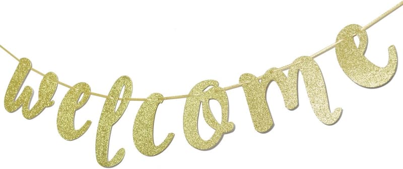 Gold Glitter Welcome Banner - First Day of School Decor