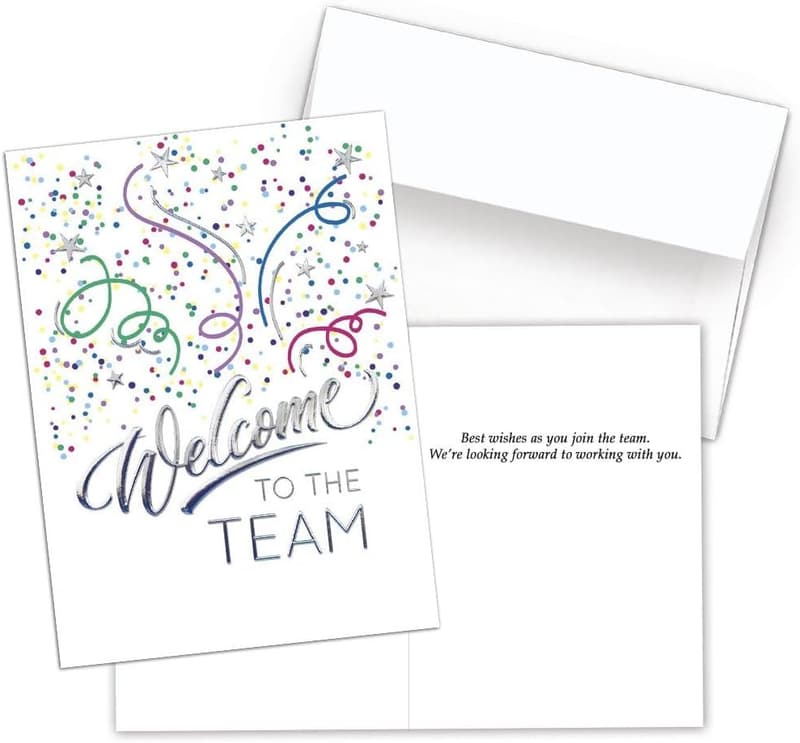 Fun Confetti Employee Welcome Cards with Envelopes (25 Pack)